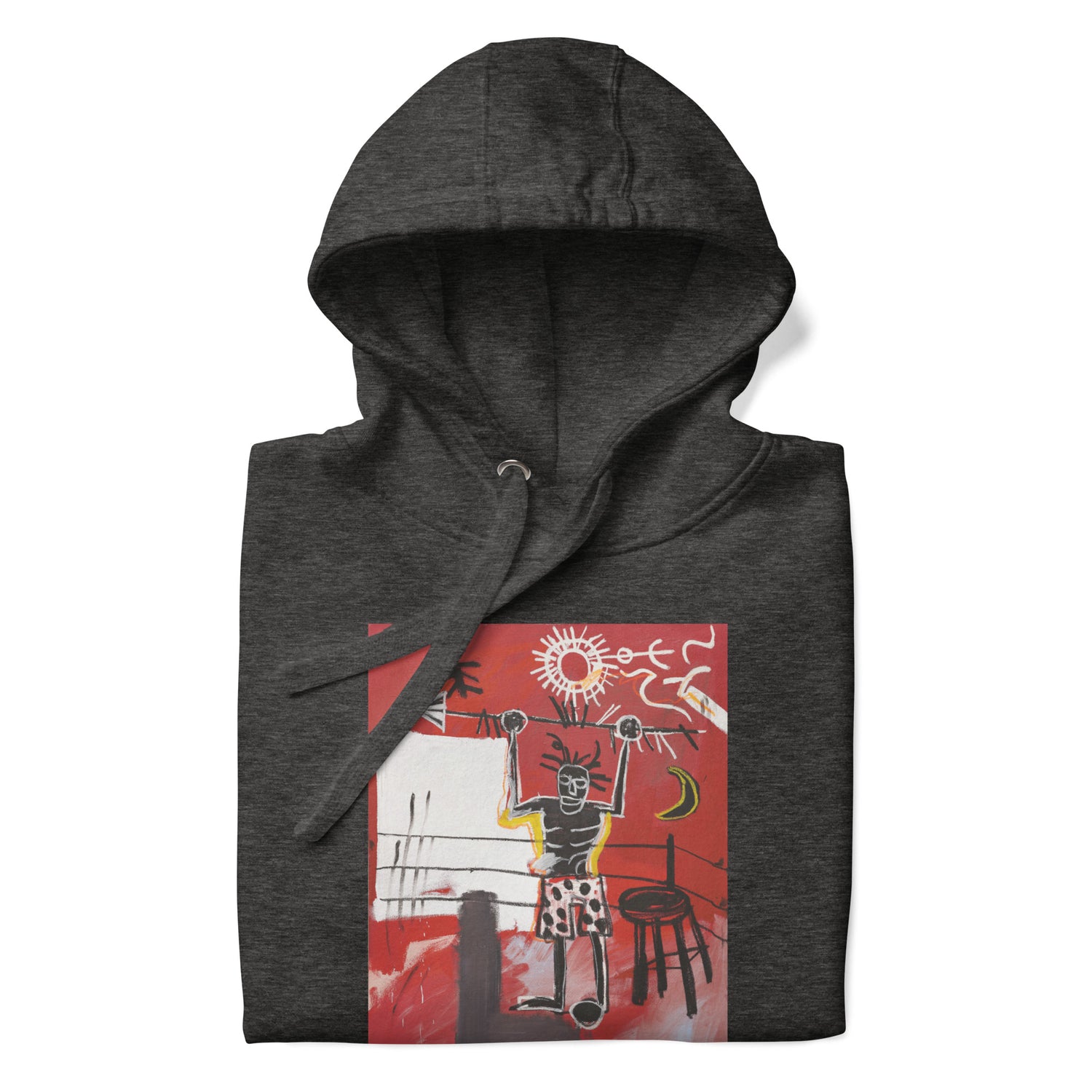 Jean-Michel Basquiat "The Ring" Artwork Printed Premium Streetwear Sweatshirt Hoodie Charcoal Grey