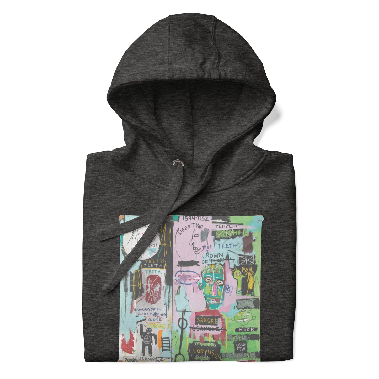 Jean-Michel Basquiat "In Italian" Artwork Printed Premium Streetwear Sweatshirt Hoodie Charcoal Grey