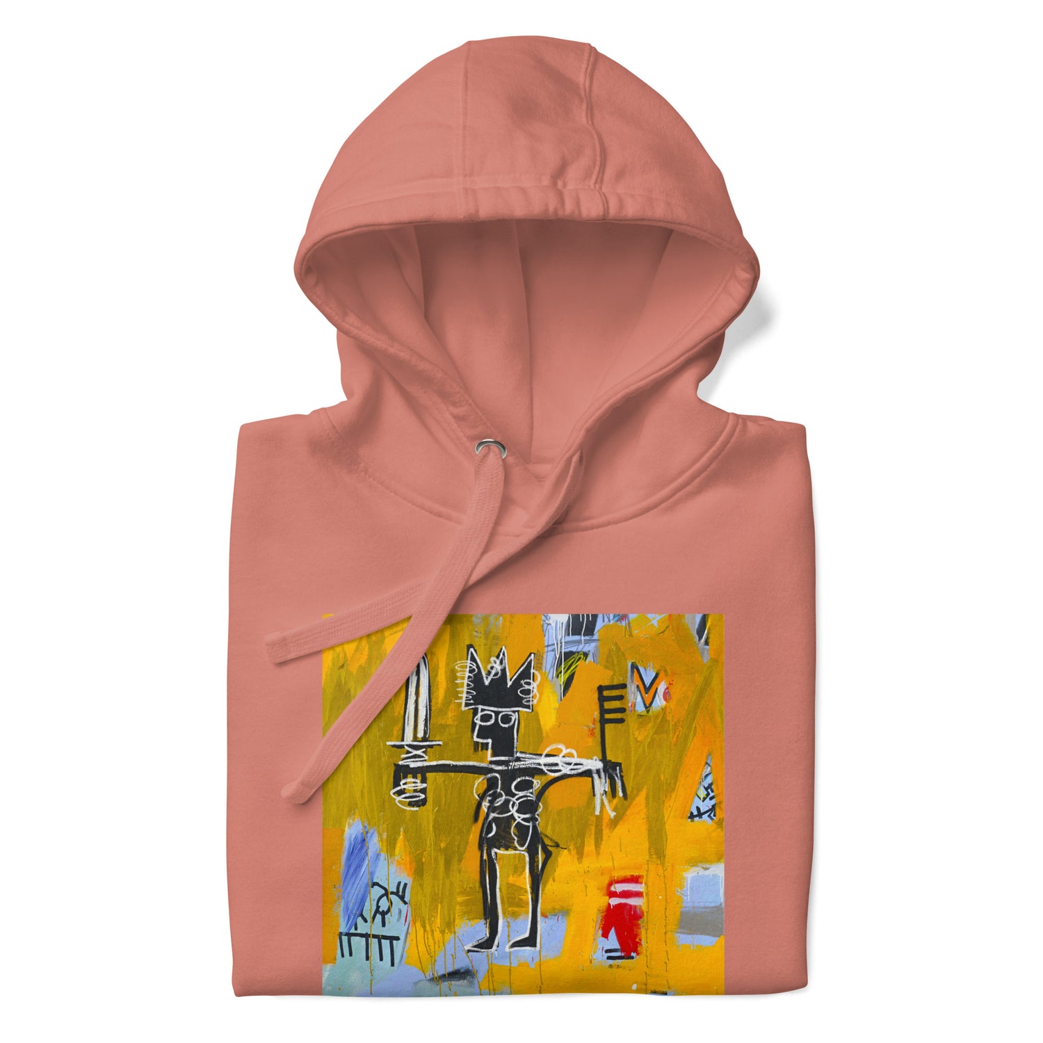 Jean-Michel Basquiat "Julius Caesar on Gold" Artwork Printed Premium Streetwear Sweatshirt Hoodie Salmon Pink