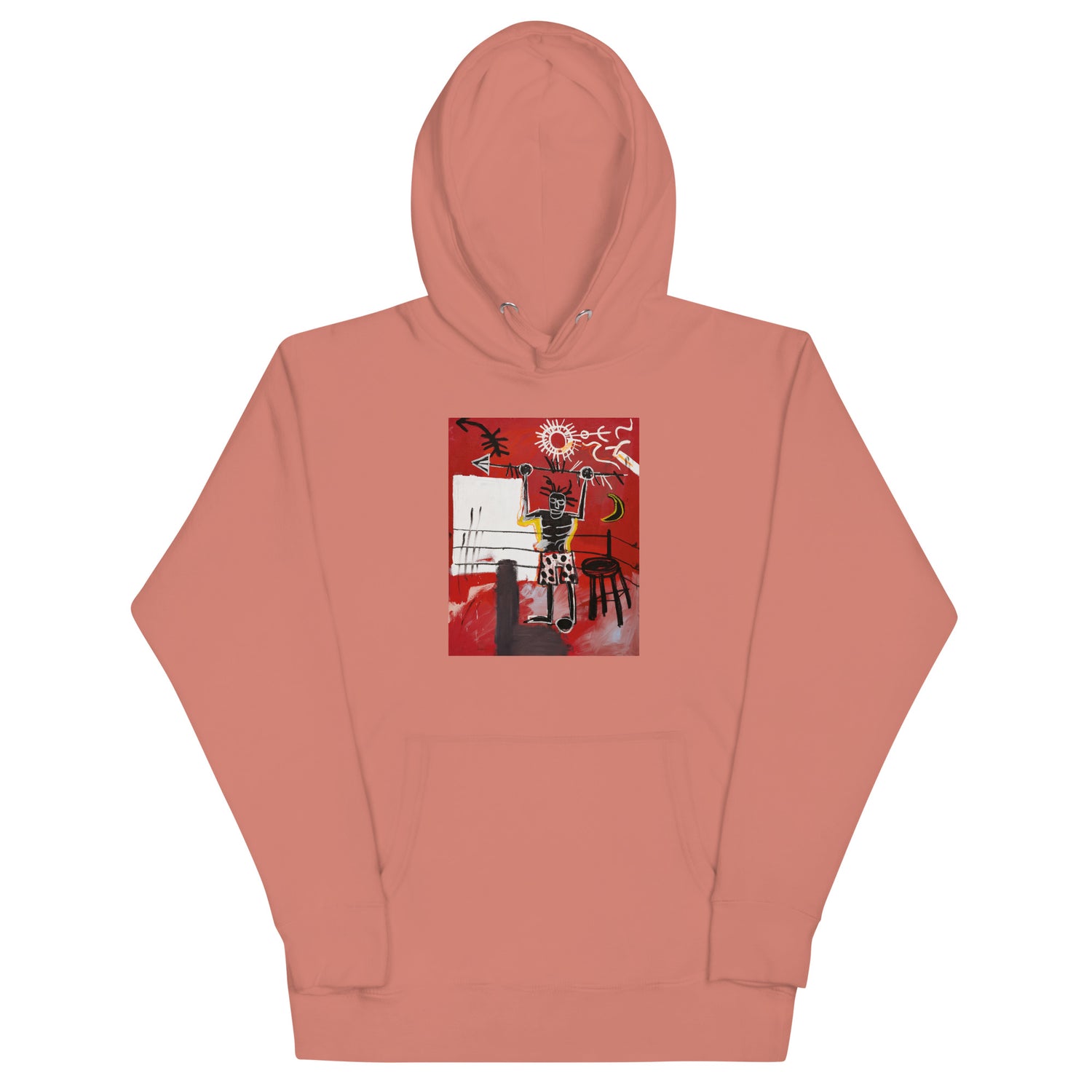 Jean-Michel Basquiat "The Ring" Artwork Printed Premium Streetwear Sweatshirt Hoodie Salmon Pink