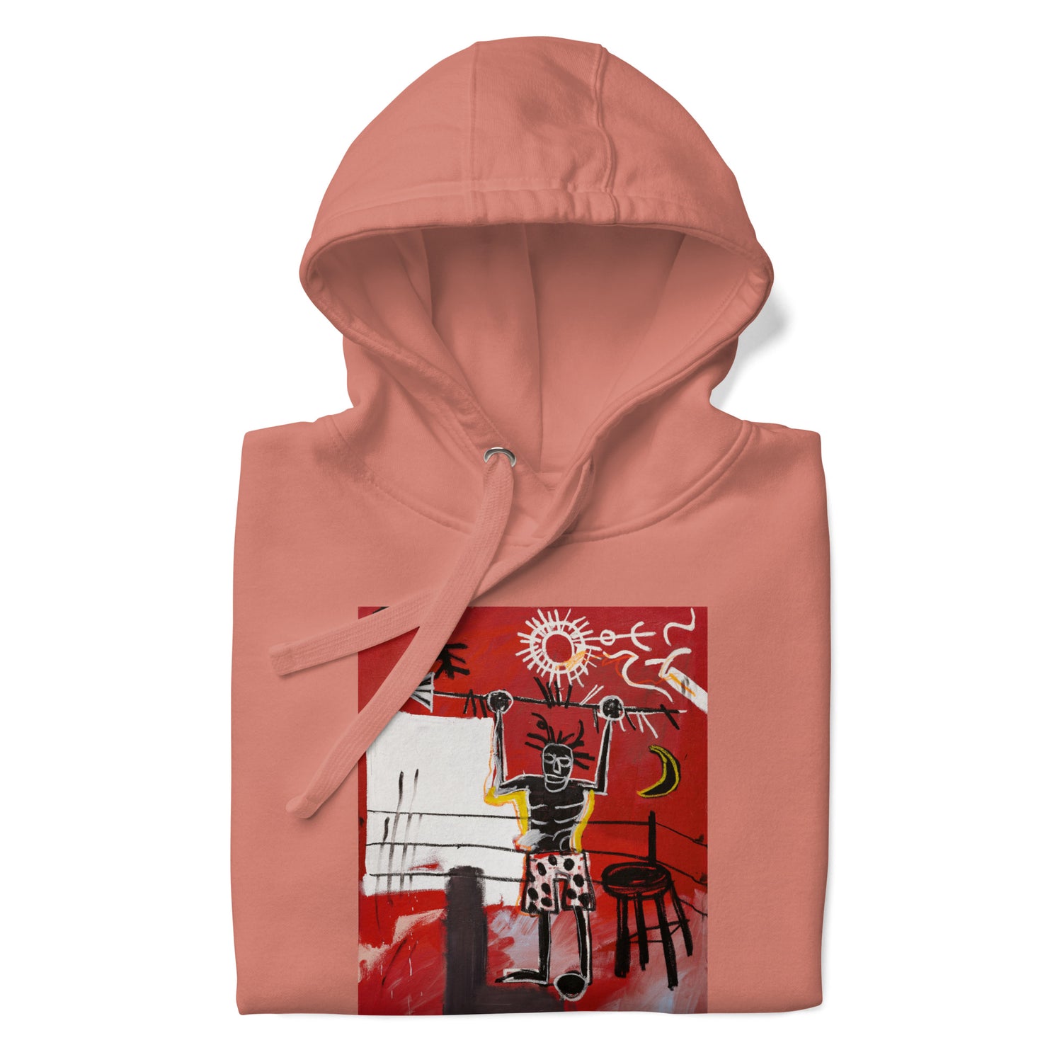 Jean-Michel Basquiat "The Ring" Artwork Printed Premium Streetwear Sweatshirt Hoodie Salmon Pink