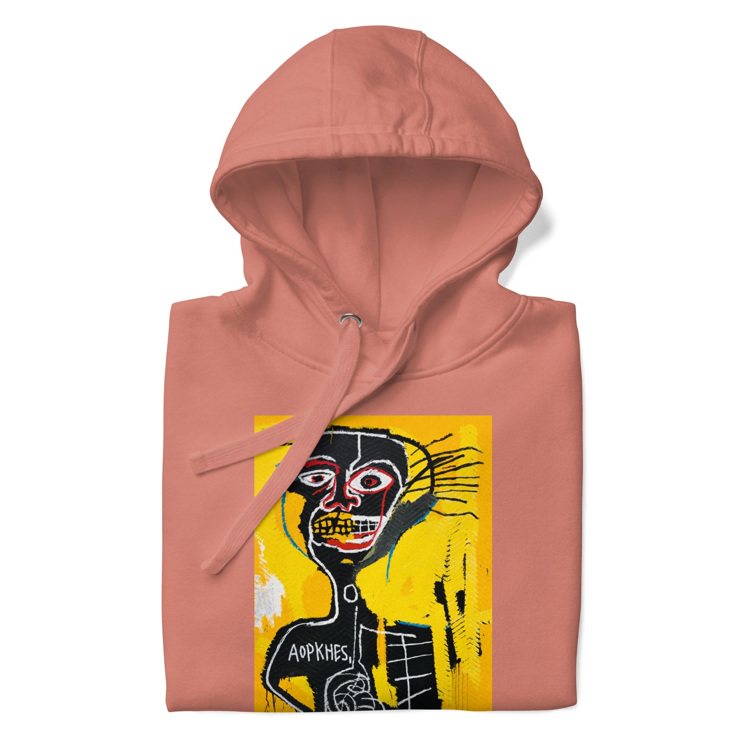 Jean-Michel Basquiat "Cabeza" Artwork Printed Premium Streetwear Sweatshirt Hoodie Salmon Pink