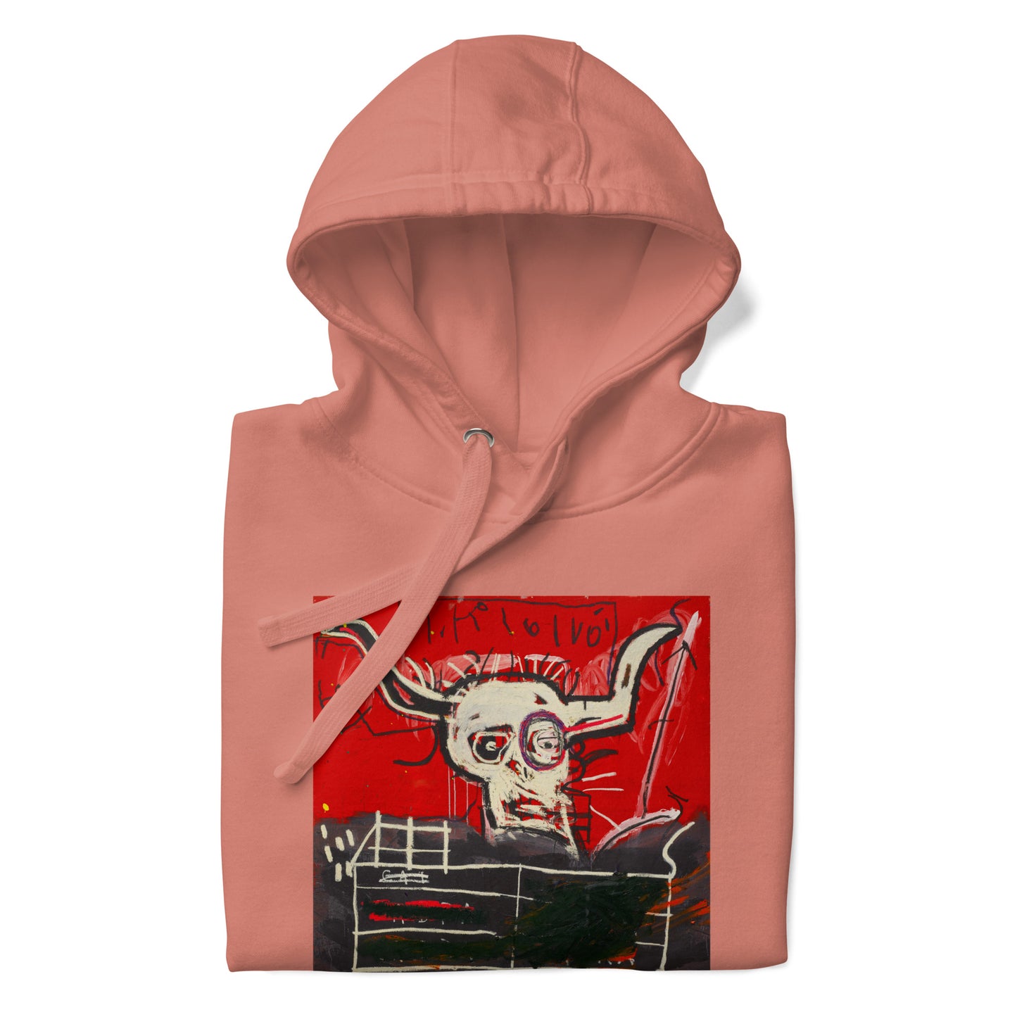 Jean-Michel Basquiat "Cabra" Artwork Printed Premium Streetwear Sweatshirt Hoodie Salmon Pink