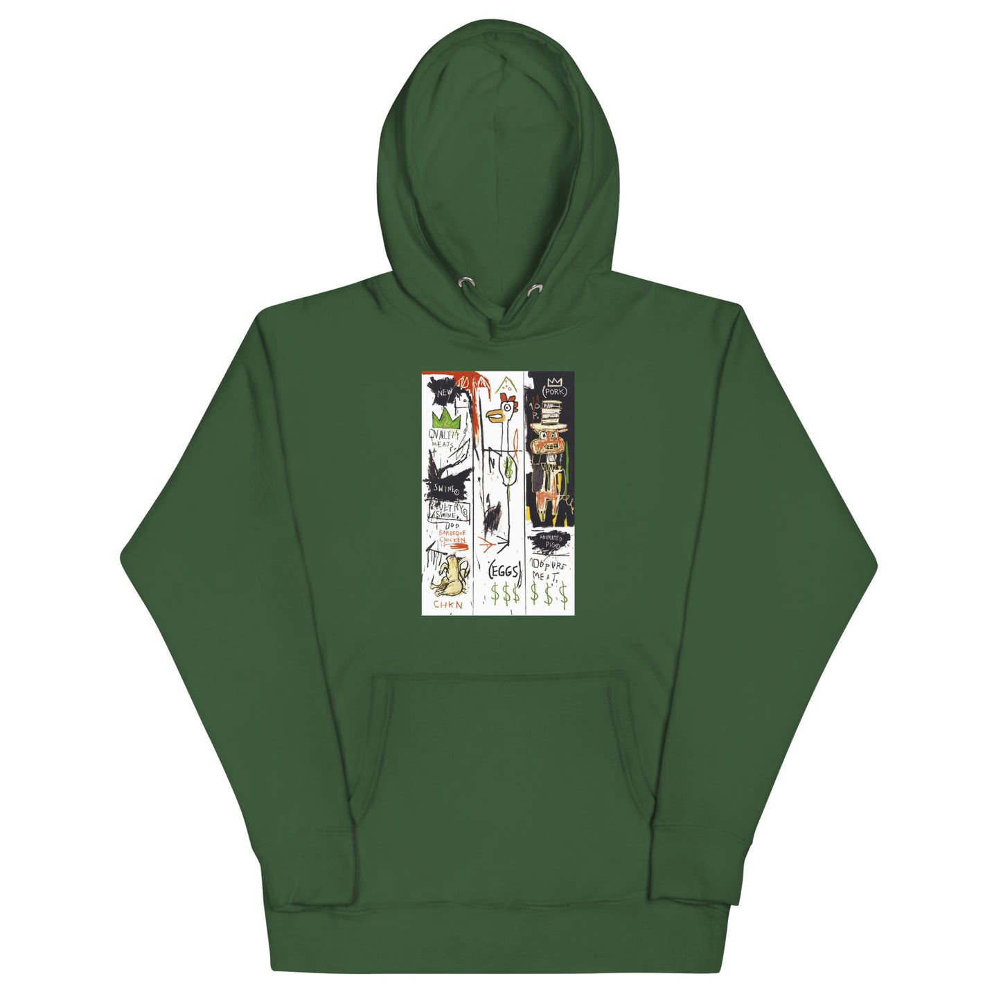 Jean-Michel Basquiat "Quality Meats for the Public" 1982 Artwork Printed Premium Streetwear Sweatshirt Hoodie Forest Green