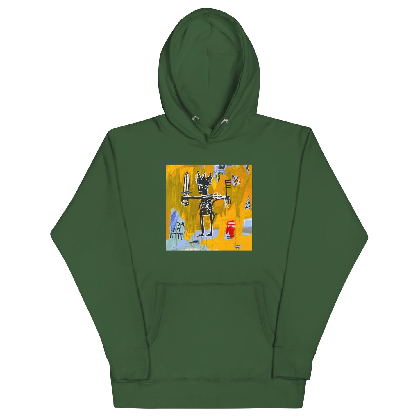 Jean-Michel Basquiat "Julius Caesar on Gold" Artwork Printed Premium Streetwear Sweatshirt Hoodie Forest Green