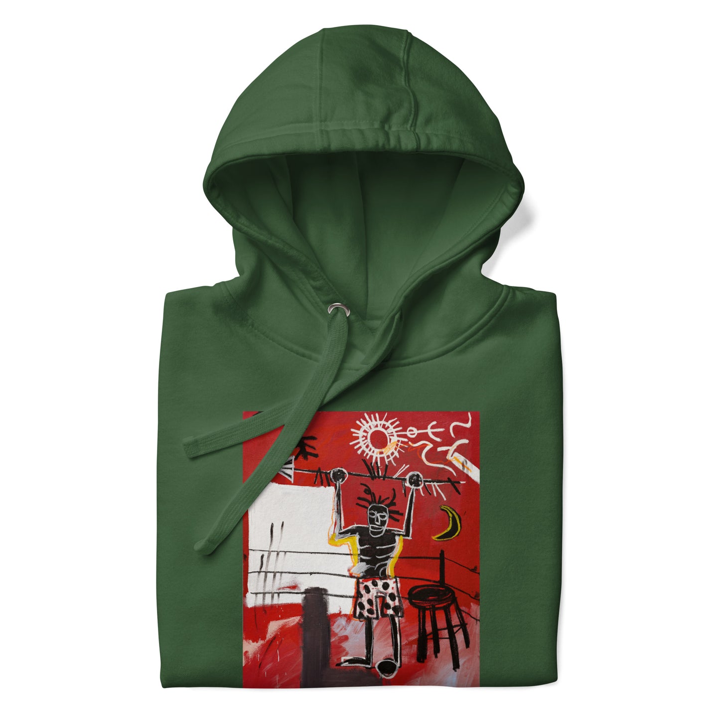 Jean-Michel Basquiat "The Ring" Artwork Printed Premium Streetwear Sweatshirt Hoodie Forest Green