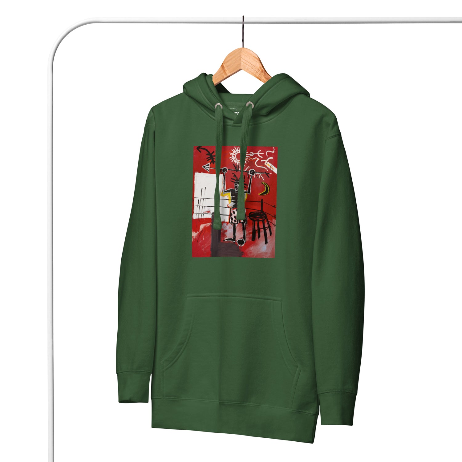 Jean-Michel Basquiat "The Ring" Artwork Printed Premium Streetwear Sweatshirt Hoodie Forest Green