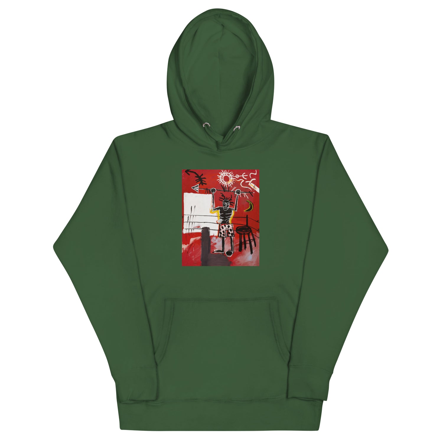 Jean-Michel Basquiat "The Ring" Artwork Printed Premium Streetwear Sweatshirt Hoodie Forest Green