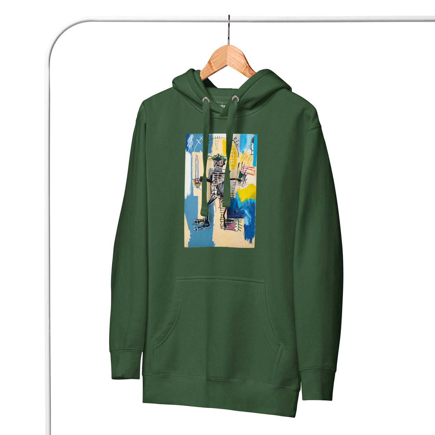 Jean-Michel Basquiat "Warrior" Artwork Printed Premium Streetwear Sweatshirt Hoodie Forest Green