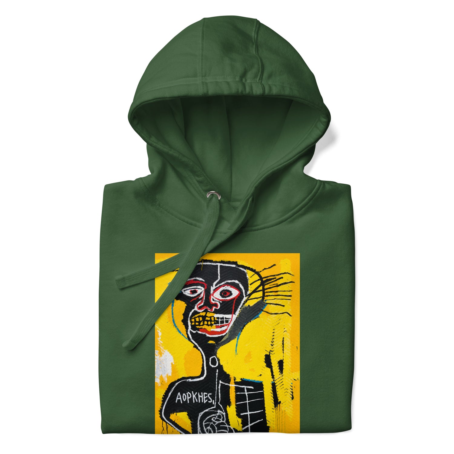 Jean-Michel Basquiat "Cabeza" Artwork Printed Premium Streetwear Sweatshirt Hoodie Forest Green