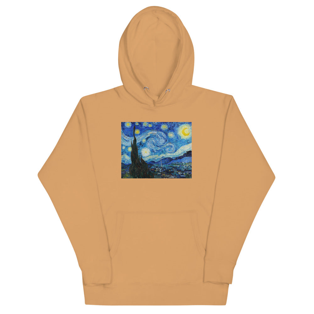 Vincent Van Gogh The Starry Night Painting Printed Premium Khaki Hoodie Sweatshirt Streetwear