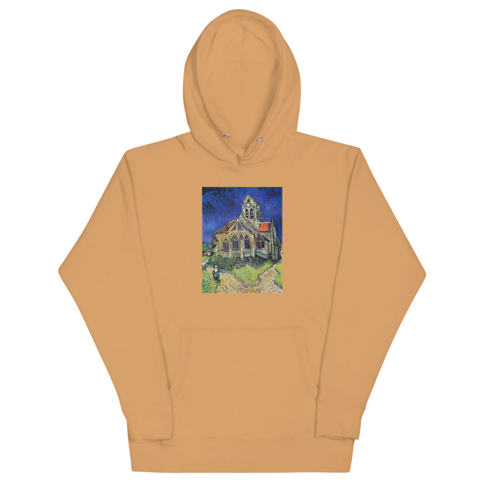 Vincent Van Gogh The Church at Auvers Painting Printed Premium Khaki Hoodie Sweatshirt Streetwear