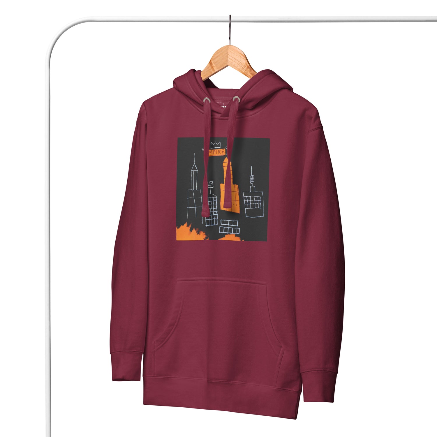 Jean-Michel Basquiat "Mecca" Artwork Printed Premium Streetwear Sweatshirt Hoodie Burgundy Red