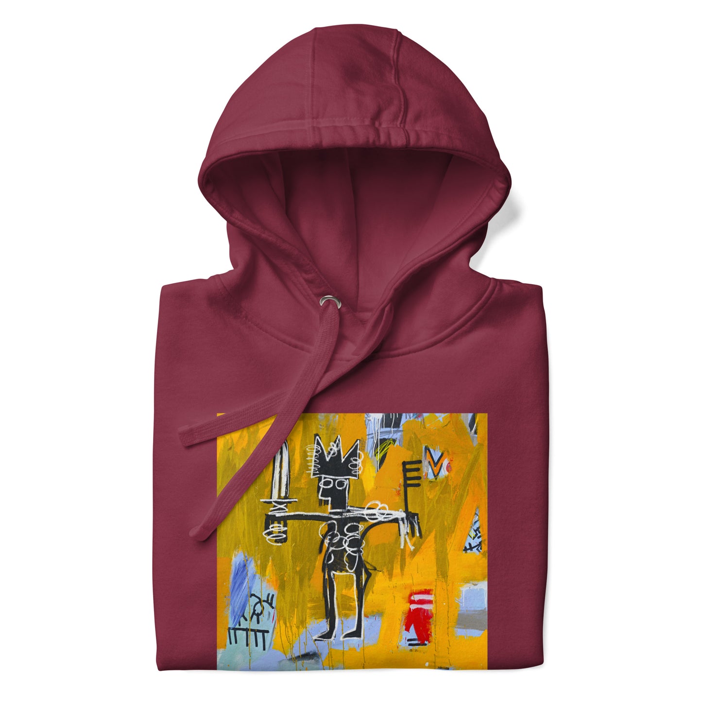 Jean-Michel Basquiat "Julius Caesar on Gold" Artwork Printed Premium Streetwear Sweatshirt Hoodie Burgundy Red