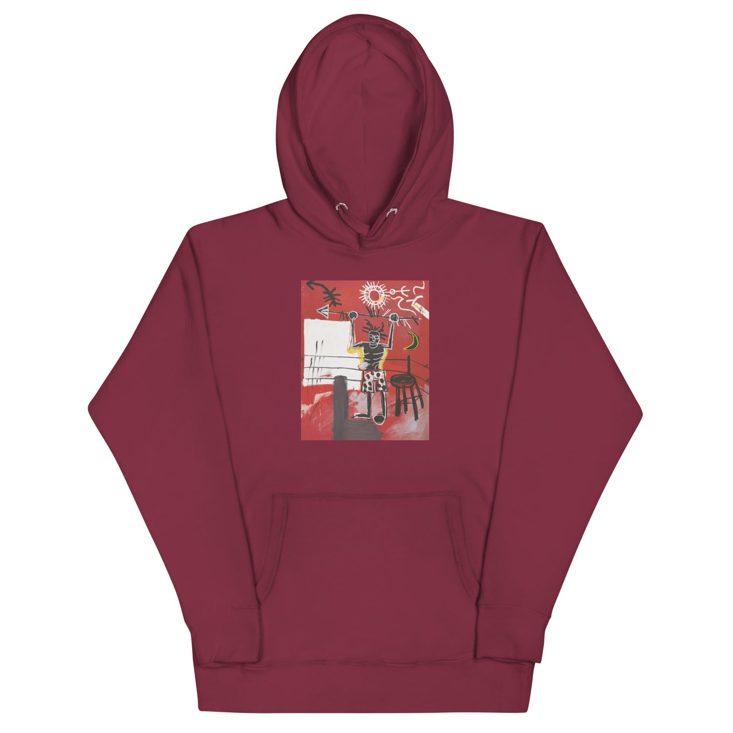 Jean-Michel Basquiat "The Ring" Artwork Printed Premium Streetwear Sweatshirt Hoodie Burgundy Red