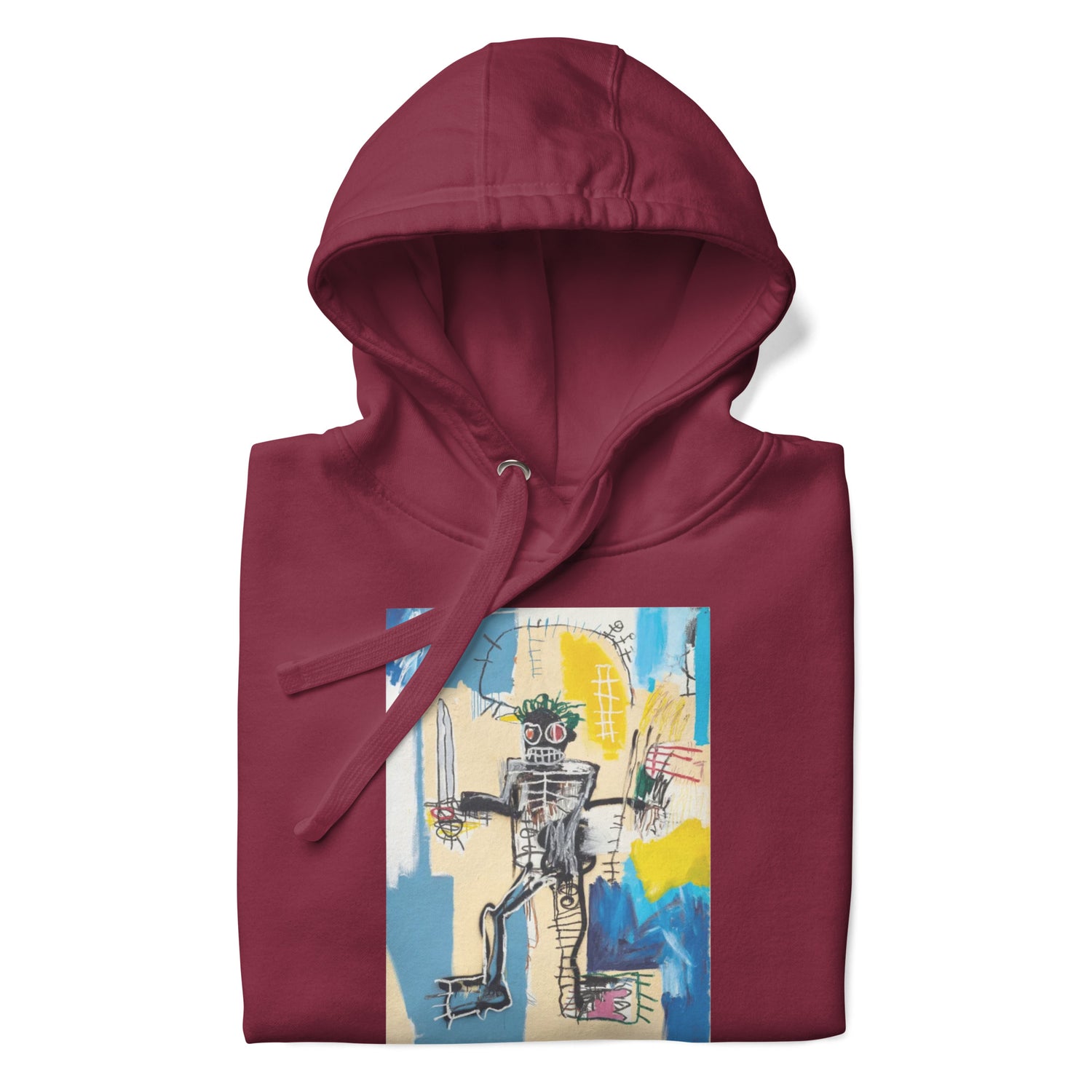 Jean-Michel Basquiat "Warrior" Artwork Printed Premium Streetwear Sweatshirt Hoodie Burgundy Red