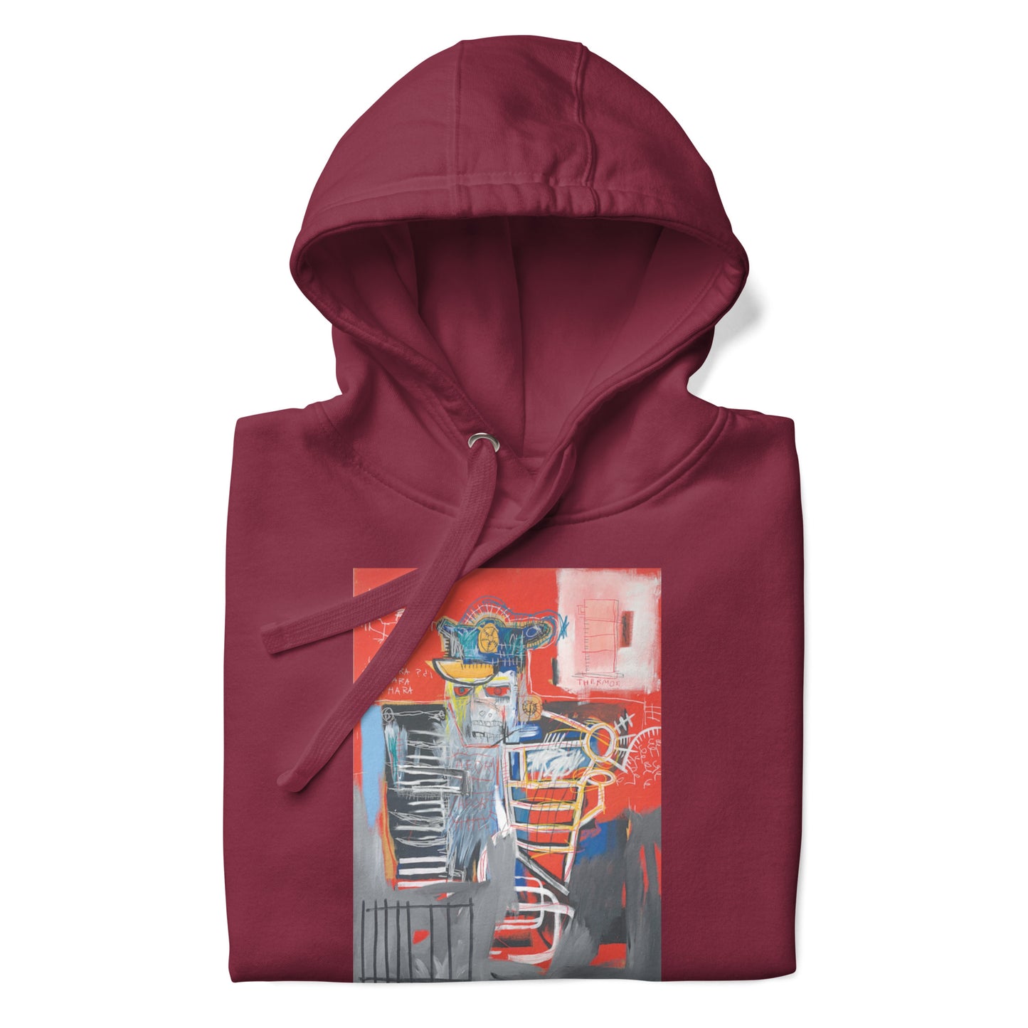 Jean-Michel Basquiat "La Hara" Artwork Printed Premium Streetwear Sweatshirt Hoodie Burgundy Red