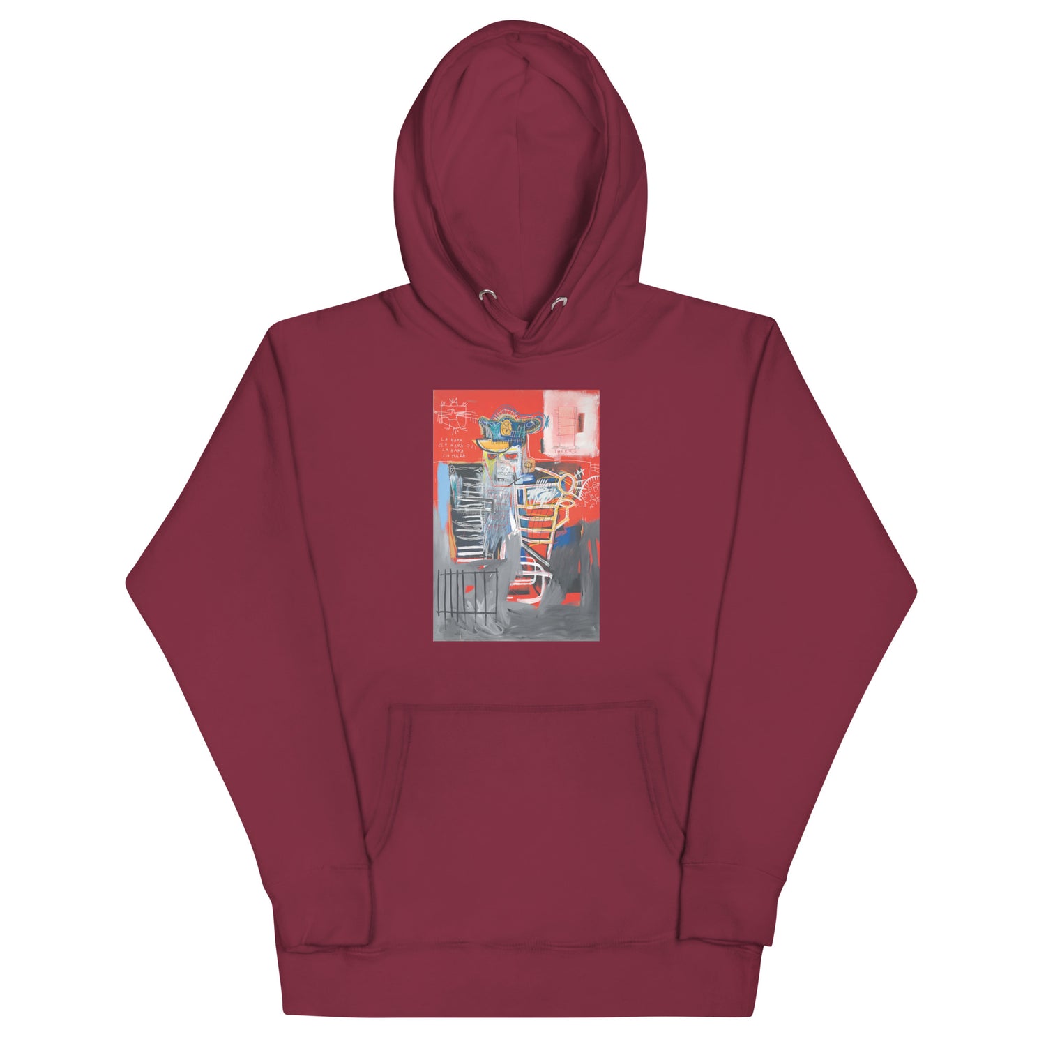 Jean-Michel Basquiat "La Hara" Artwork Printed Premium Streetwear Sweatshirt Hoodie Burgundy Red