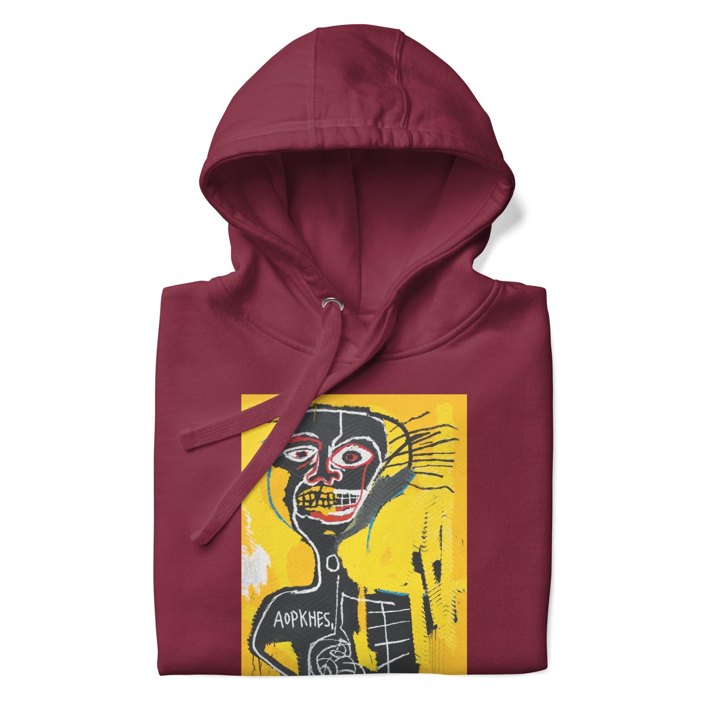 Jean-Michel Basquiat "Cabeza" Artwork Printed Premium Streetwear Sweatshirt Hoodie Burgundy Red