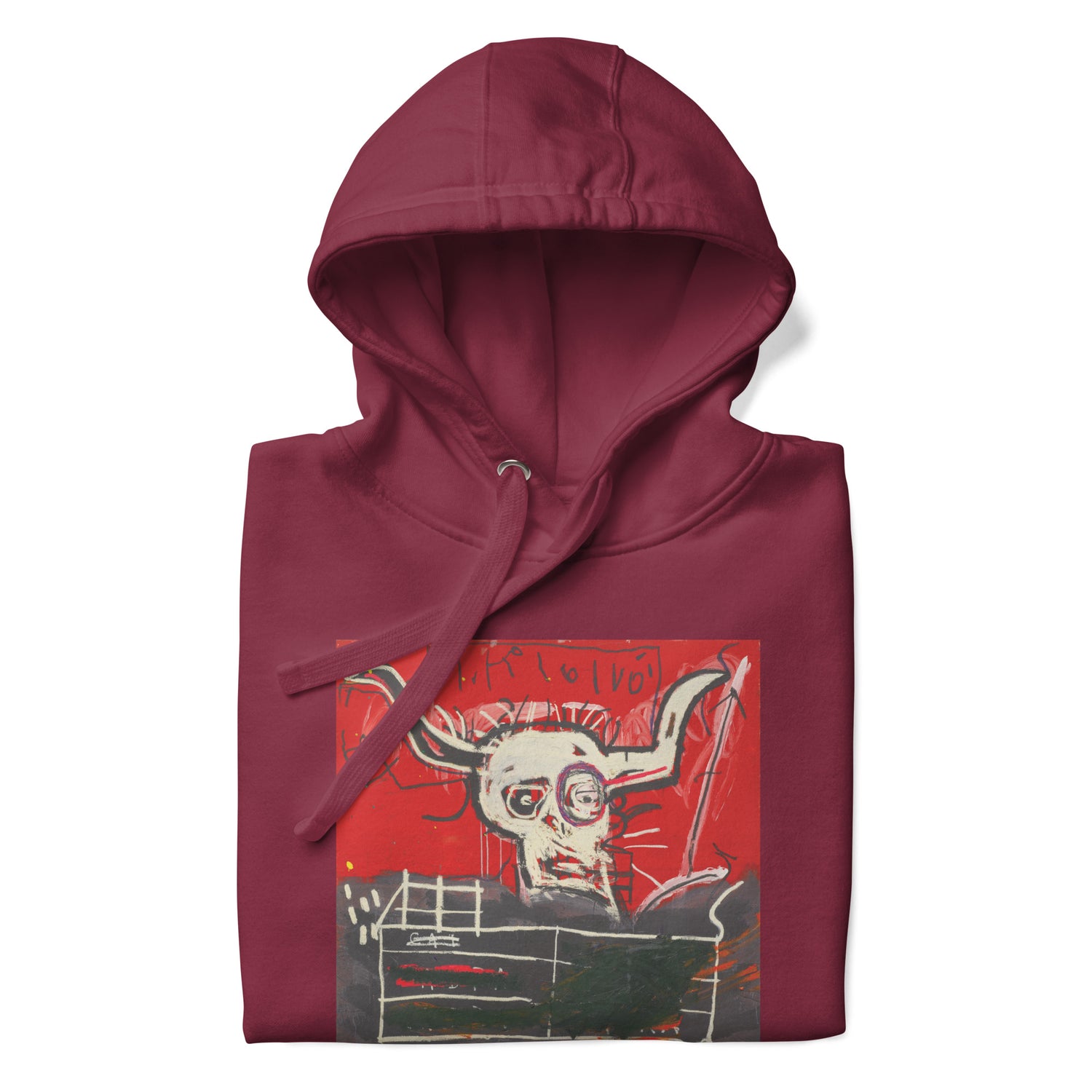 Jean-Michel Basquiat "Cabra" Artwork Printed Premium Streetwear Sweatshirt Hoodie Burgundy Red