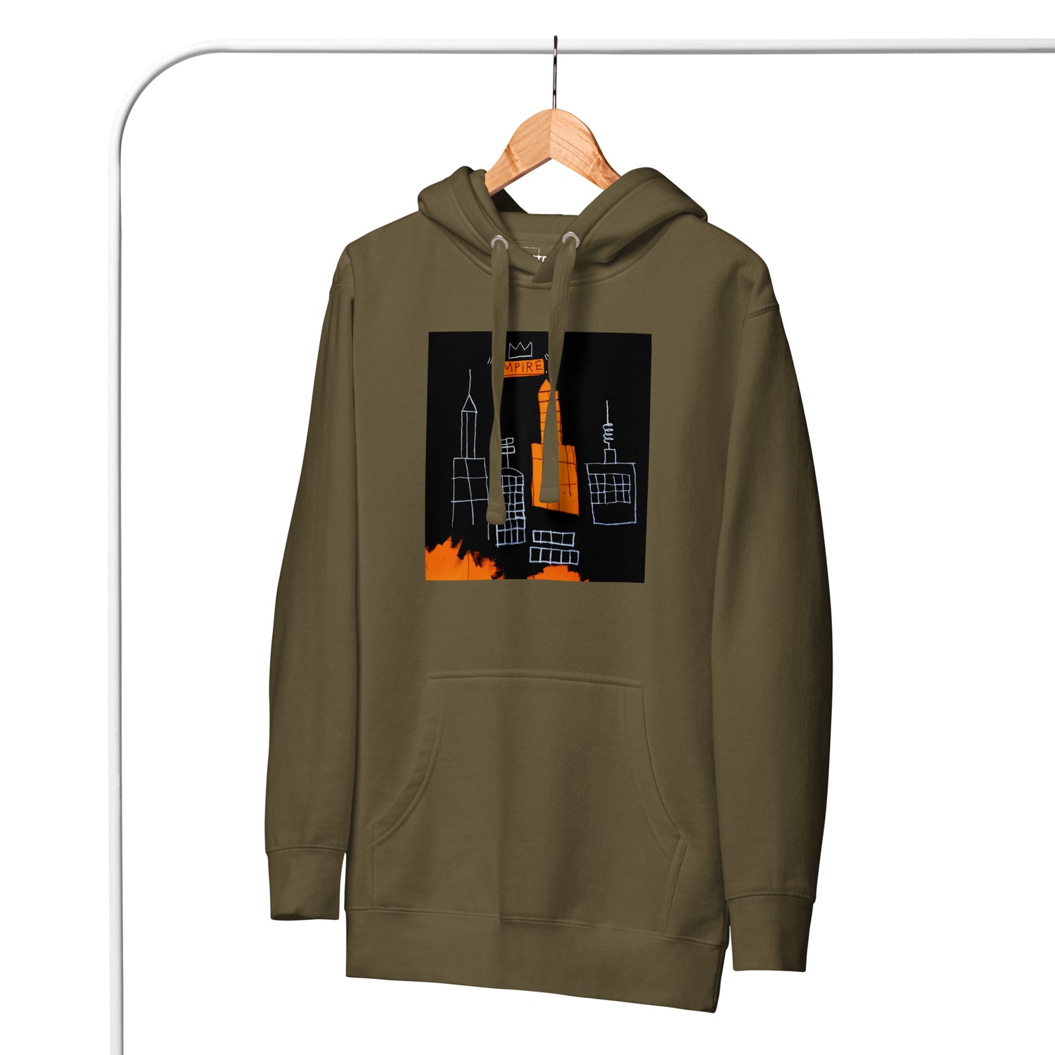 Jean-Michel Basquiat "Mecca" Artwork Printed Premium Streetwear Sweatshirt Hoodie Olive Green