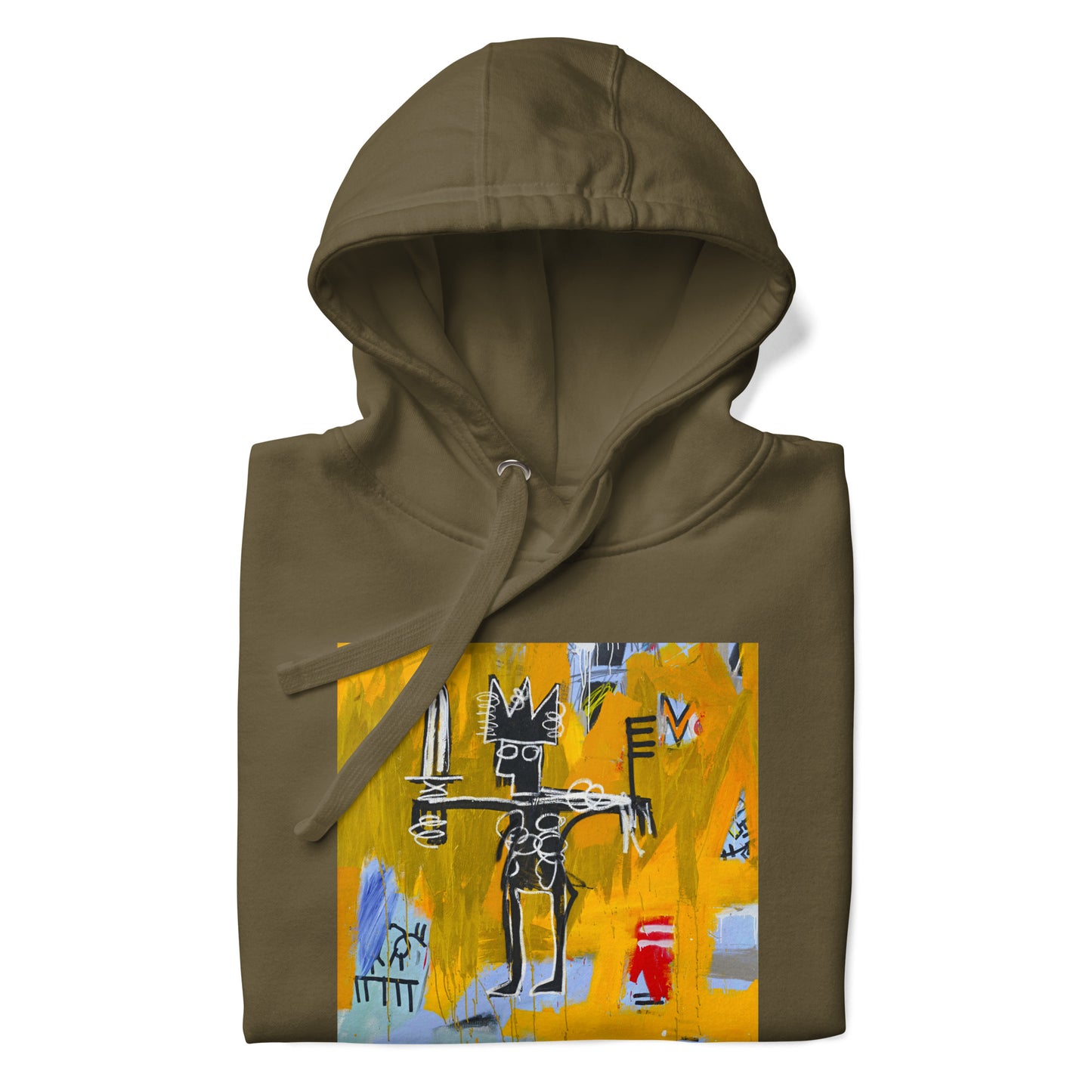 Jean-Michel Basquiat "Julius Caesar on Gold" Artwork Printed Premium Streetwear Sweatshirt Hoodie Olive Green