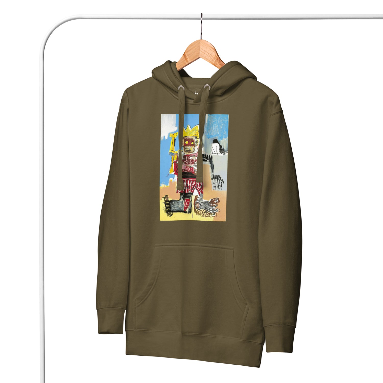 Jean-Michel Basquiat "Untitled" Artwork Printed Premium Streetwear Sweatshirt Hoodie Olive Green