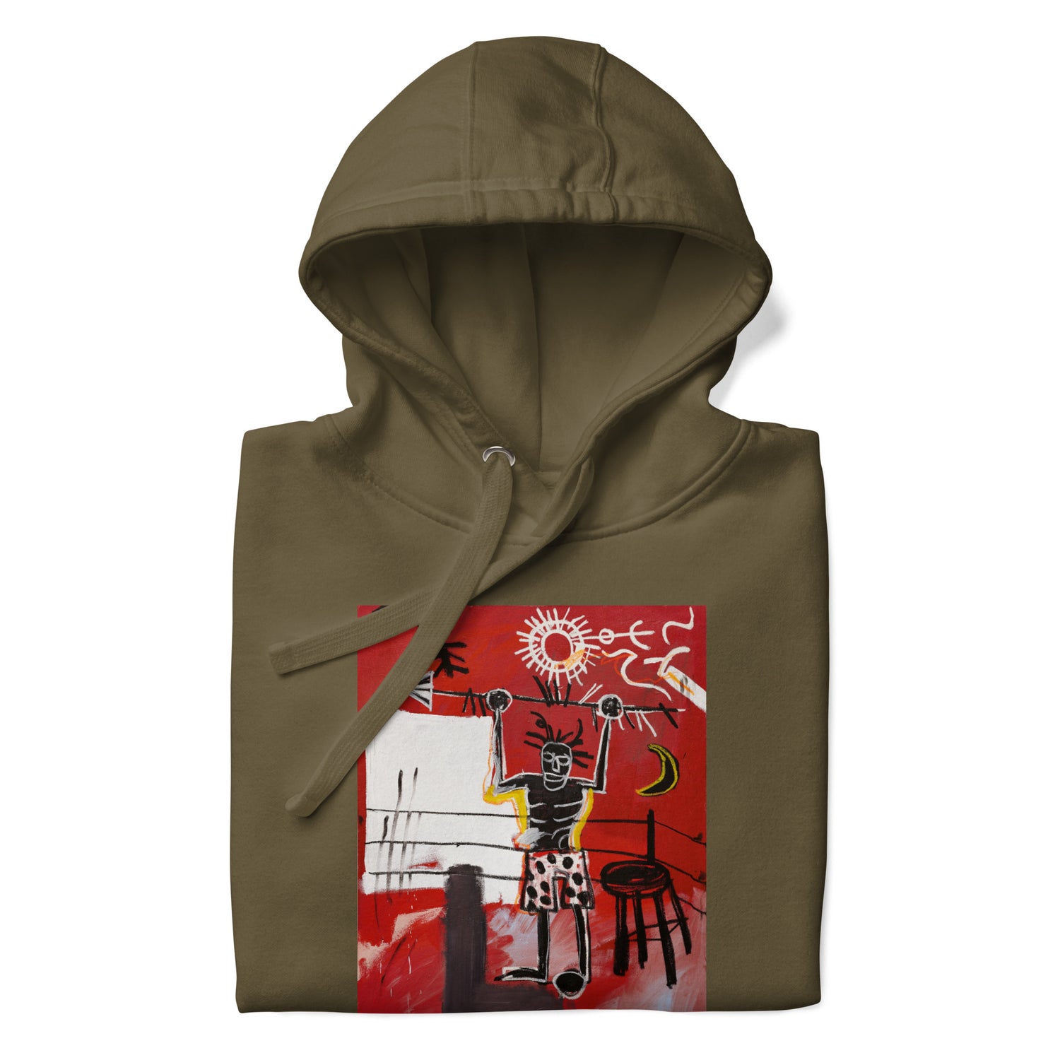 Jean-Michel Basquiat "The Ring" Artwork Printed Premium Streetwear Sweatshirt Hoodie Olive Green