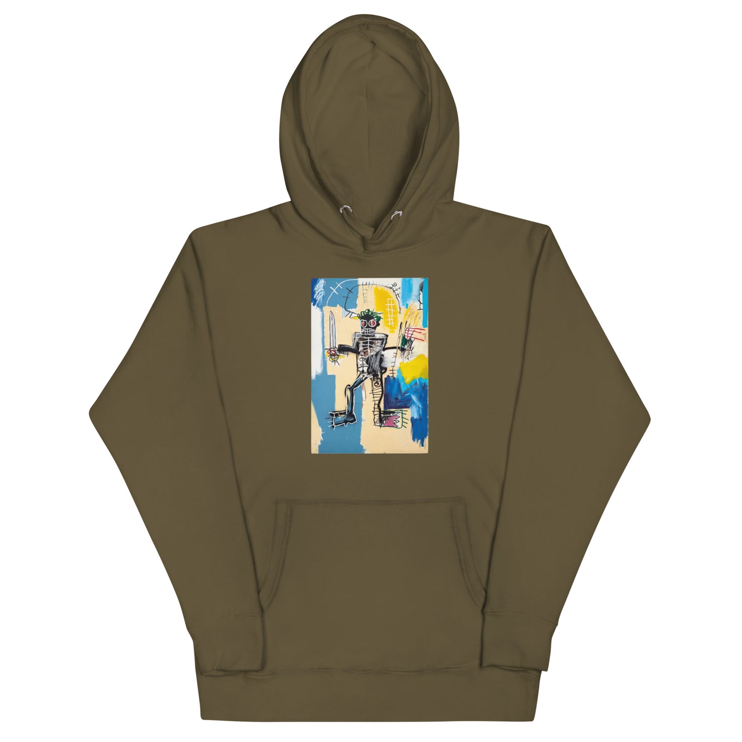 Jean-Michel Basquiat "Warrior" Artwork Printed Premium Streetwear Sweatshirt Hoodie Olive Green