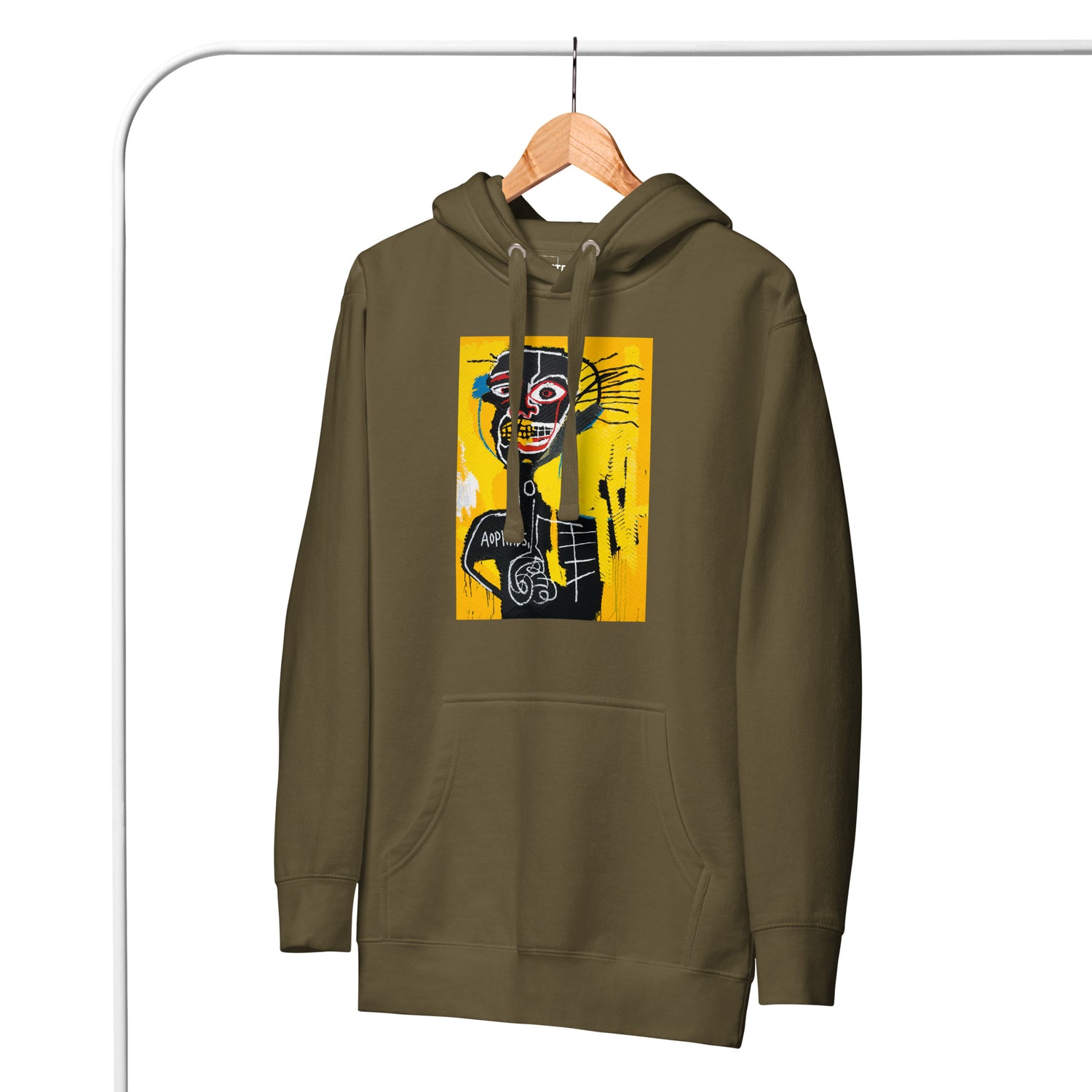 Jean-Michel Basquiat "Cabeza" Artwork Printed Premium Streetwear Sweatshirt Hoodie Olive Green