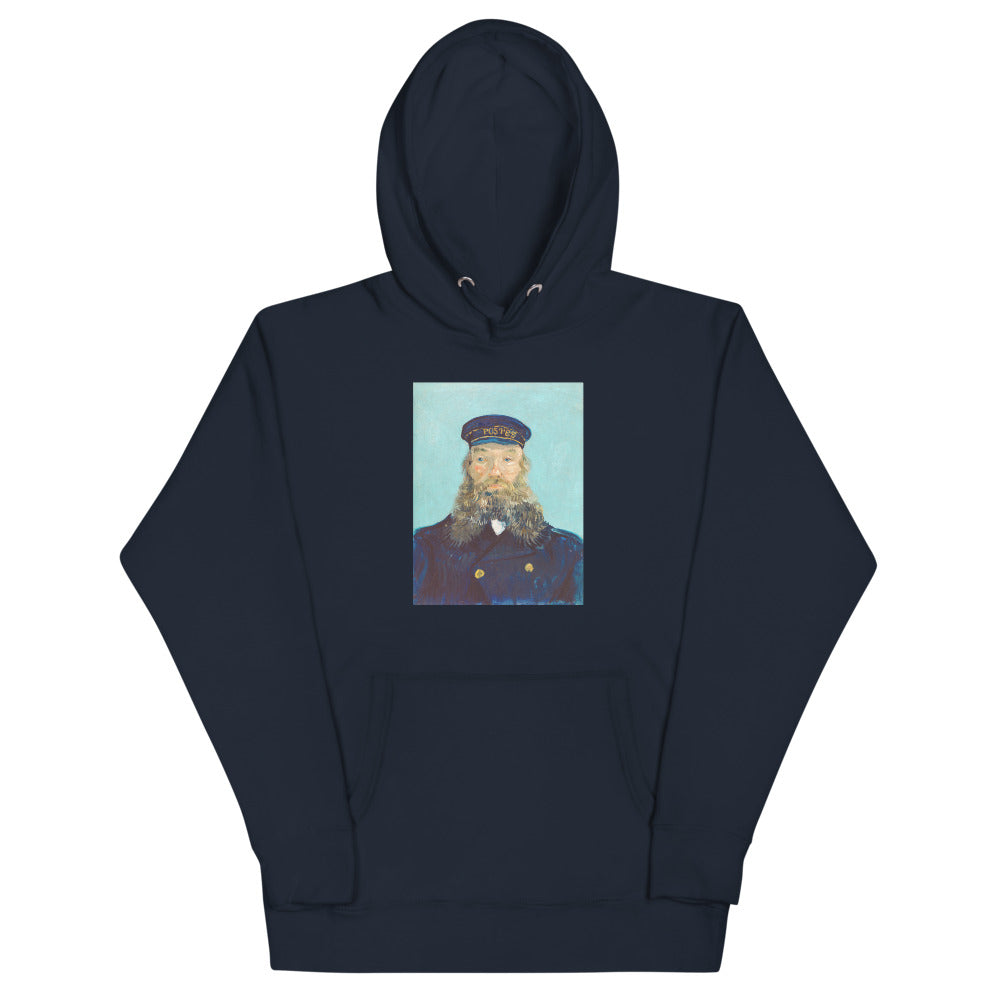 Vincent Van Gogh Portrait of Postman Roulin Painting Printed Premium Navy Blue Hoodie Sweatshirt Streetwear
