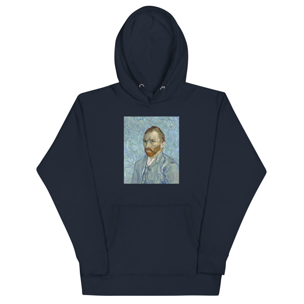 Vincent Van Gogh Self-portrait (1889) Painting Printed Premium Navy Blue Hoodie Sweatshirt Streetwear