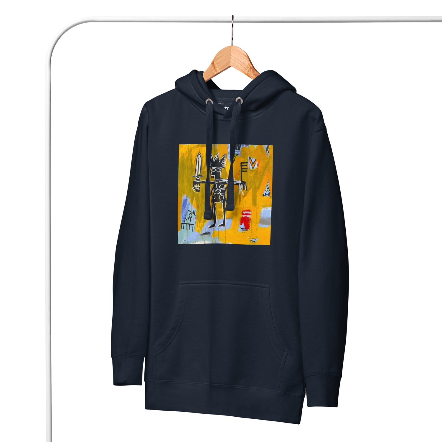 Jean-Michel Basquiat "Julius Caesar on Gold" Artwork Printed Premium Streetwear Sweatshirt Hoodie Navy Blue