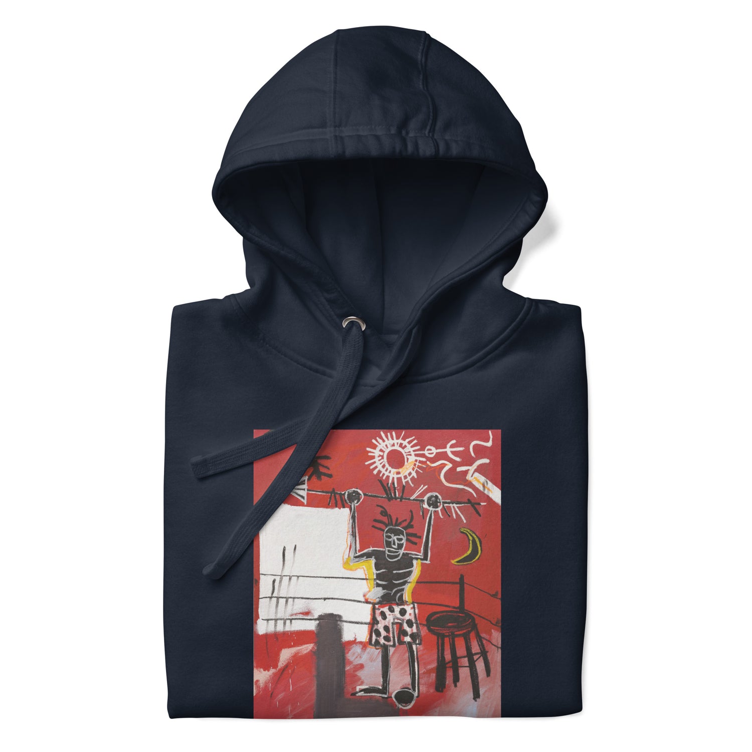 Jean-Michel Basquiat "The Ring" Artwork Printed Premium Streetwear Sweatshirt Hoodie Navy Blue