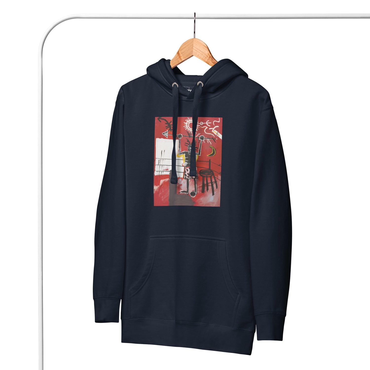 Jean-Michel Basquiat "The Ring" Artwork Printed Premium Streetwear Sweatshirt Hoodie Navy Blue