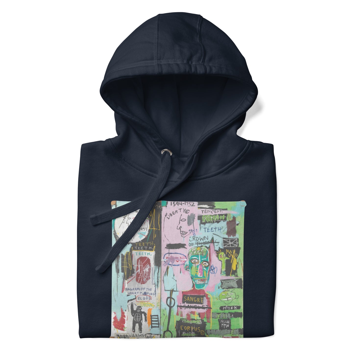 Jean-Michel Basquiat "In Italian" Artwork Printed Premium Streetwear Sweatshirt Hoodie Navy Blue