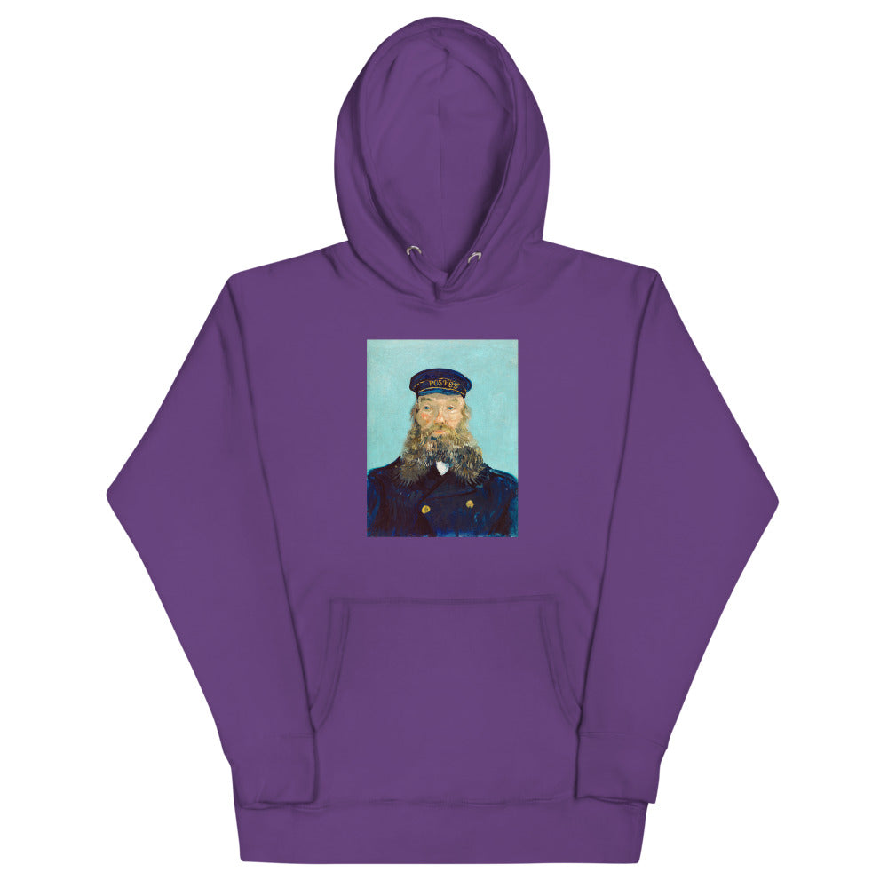 Vincent Van Gogh Portrait of Postman Roulin Painting Printed Premium Purple Hoodie Sweatshirt Streetwear