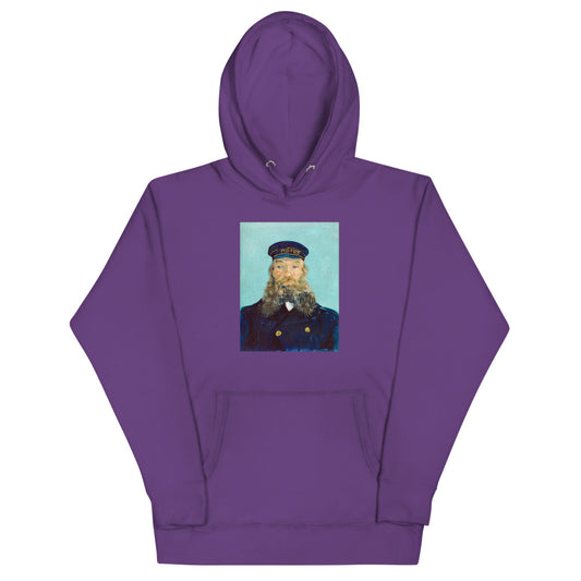Vincent Van Gogh Portrait of Postman Roulin Painting Printed Premium Purple Hoodie Sweatshirt Streetwear