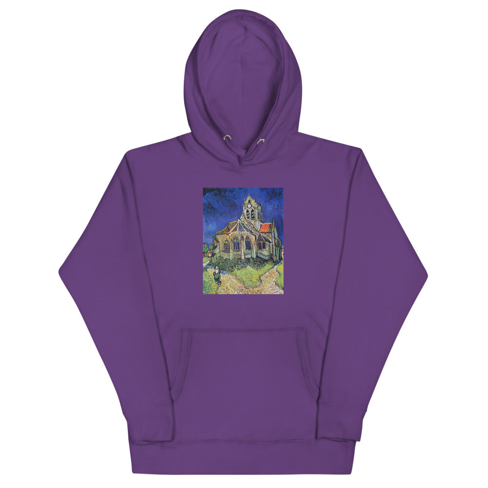 Vincent Van Gogh The Church at Auvers Painting Printed Premium Purple Hoodie Sweatshirt Streetwear