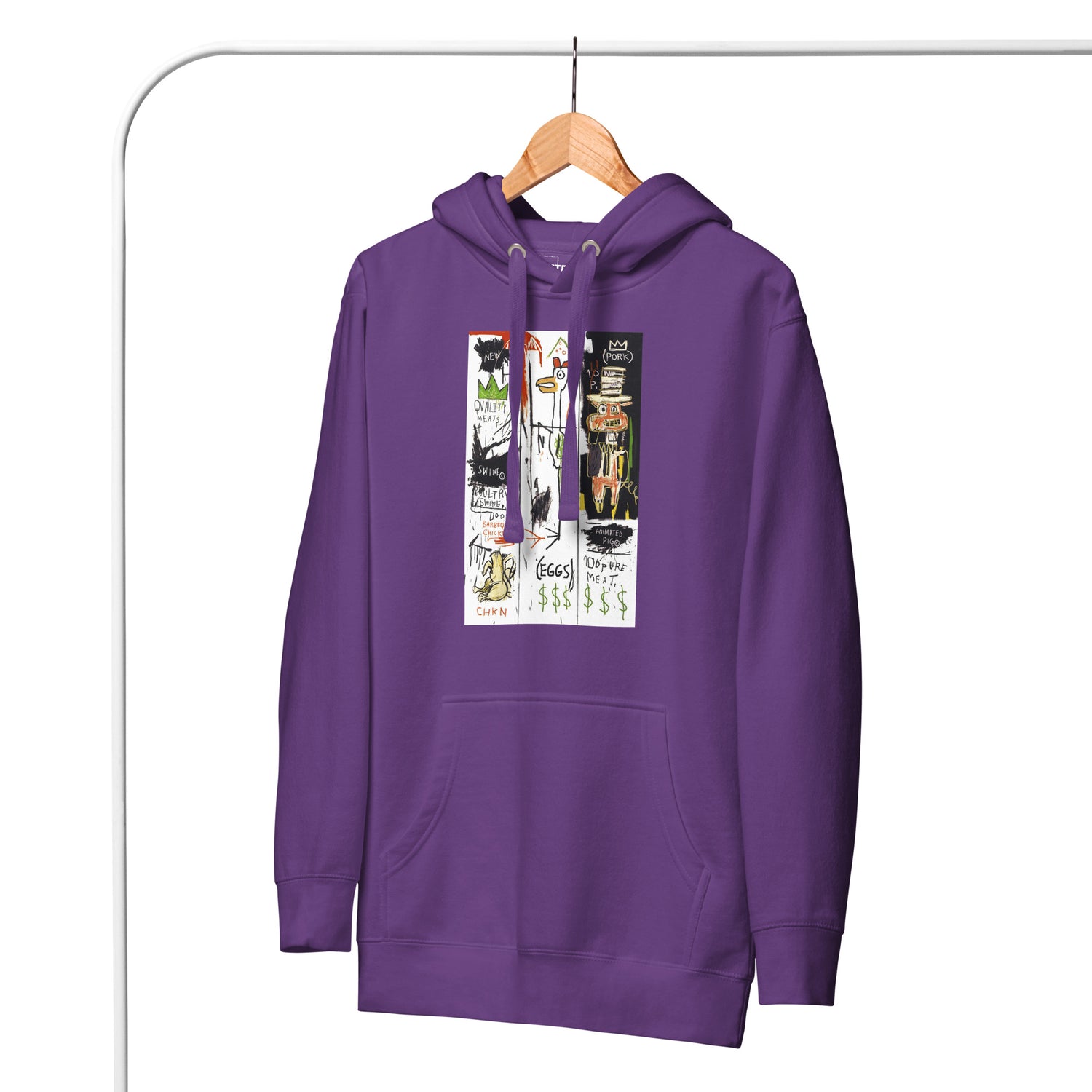 Jean-Michel Basquiat "Quality Meats for the Public" 1982 Artwork Printed Premium Streetwear Sweatshirt Hoodie Purple