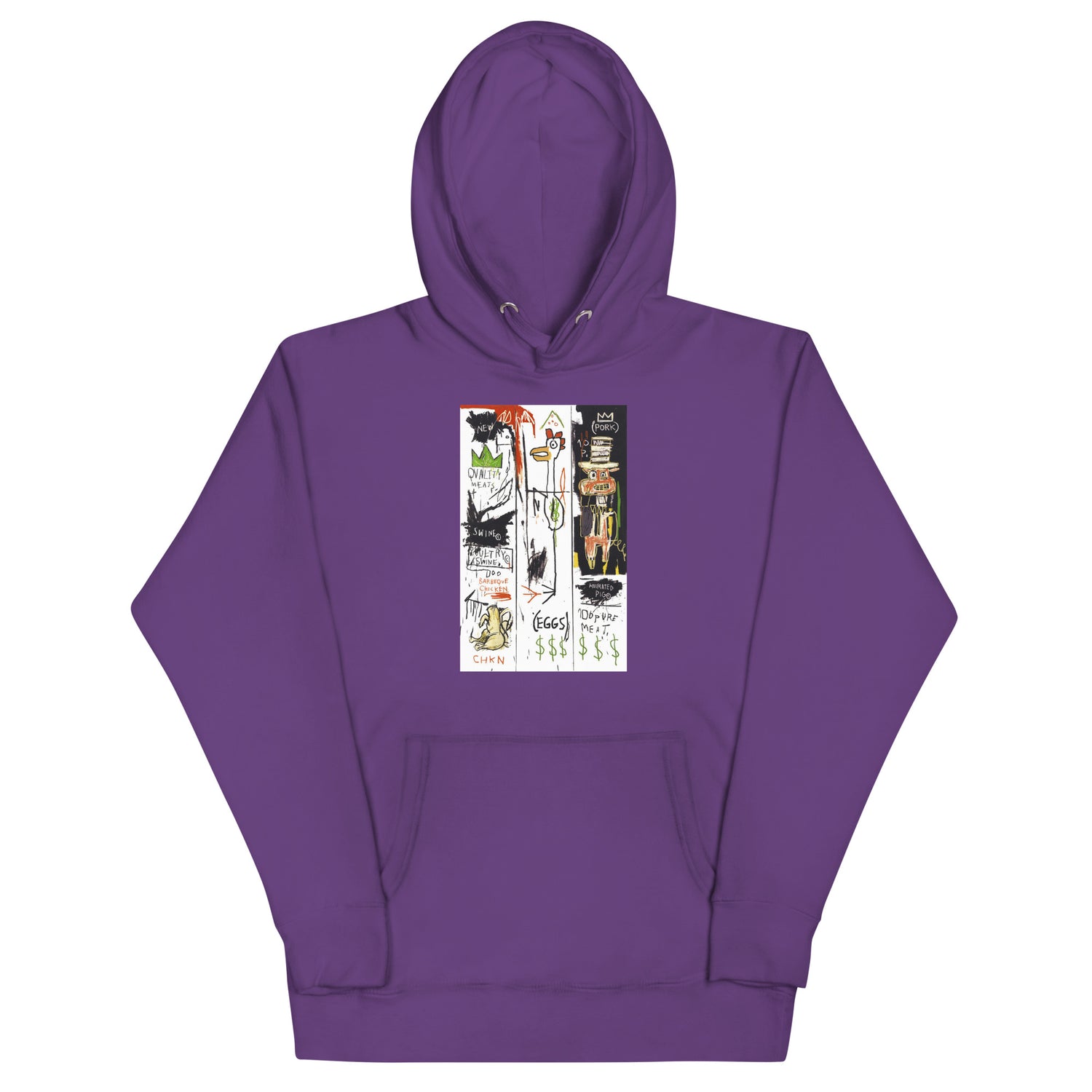 Jean-Michel Basquiat "Quality Meats for the Public" 1982 Artwork Printed Premium Streetwear Sweatshirt Hoodie Purple