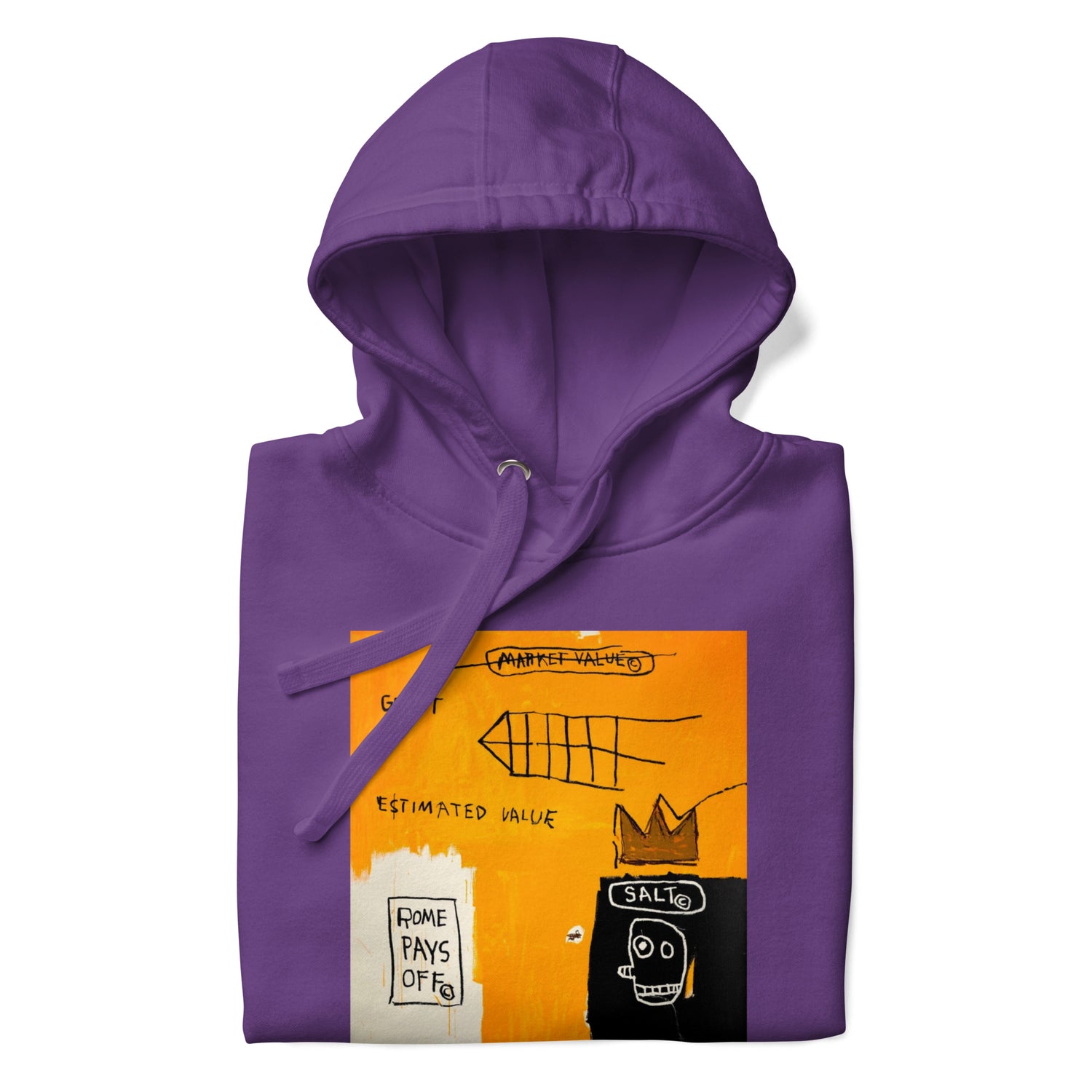 Jean-Michel Basquiat "Rome Pays Off" Artwork Printed Premium Streetwear Sweatshirt Hoodie Purple