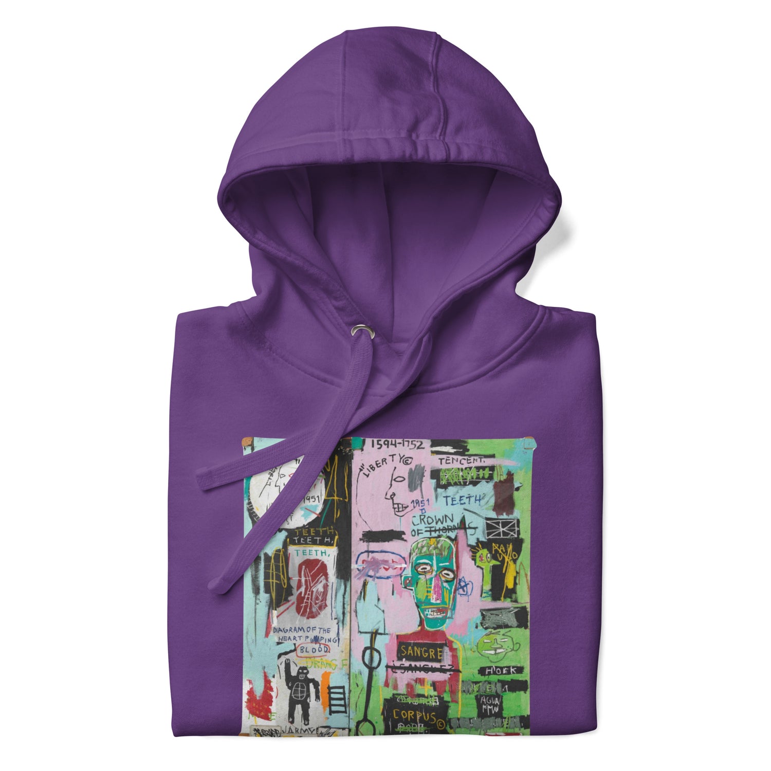 Jean-Michel Basquiat "In Italian" Artwork Printed Premium Streetwear Sweatshirt Hoodie Purple