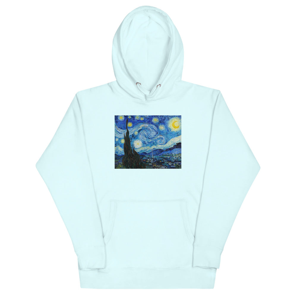 Vincent Van Gogh The Starry Night Painting Printed Premium Sky Blue Hoodie Sweatshirt Streetwear