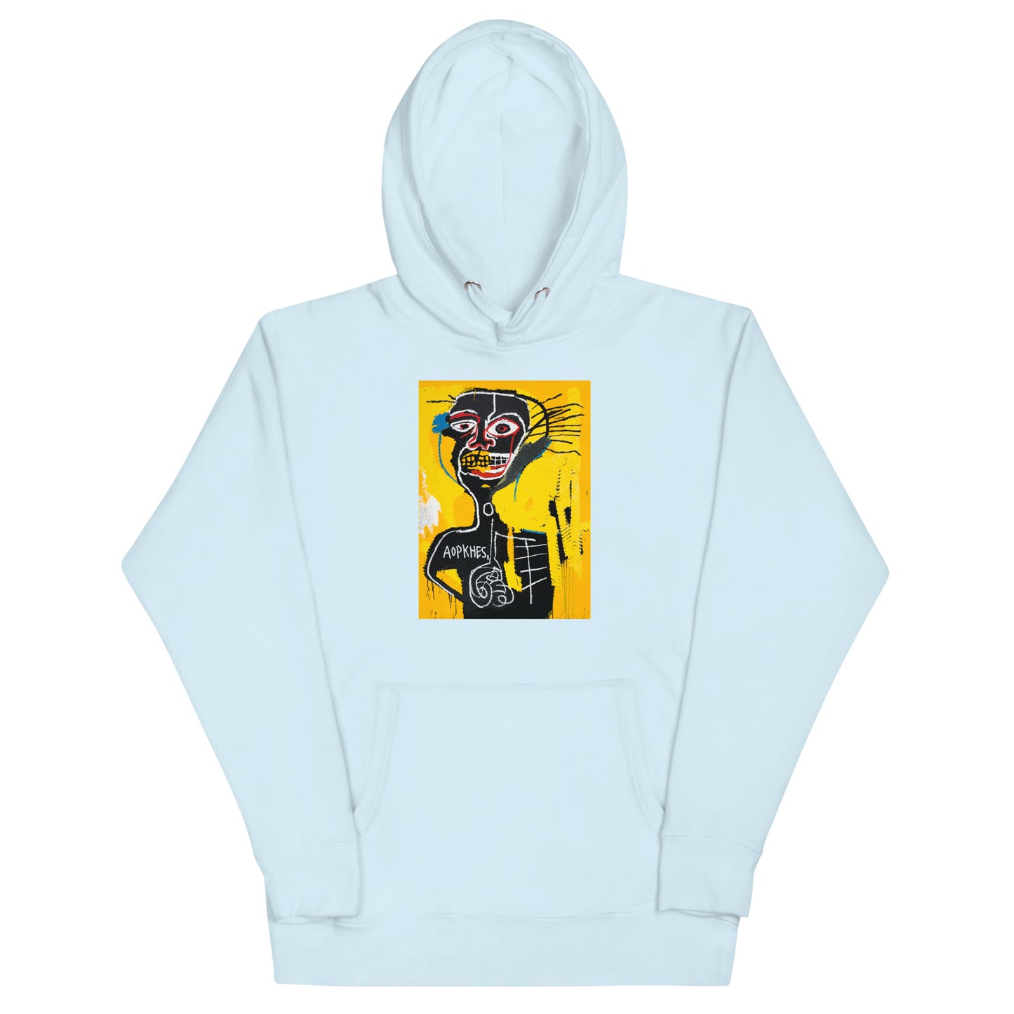 Jean-Michel Basquiat "Cabeza" Artwork Printed Premium Streetwear Sweatshirt Hoodie Ice Blue