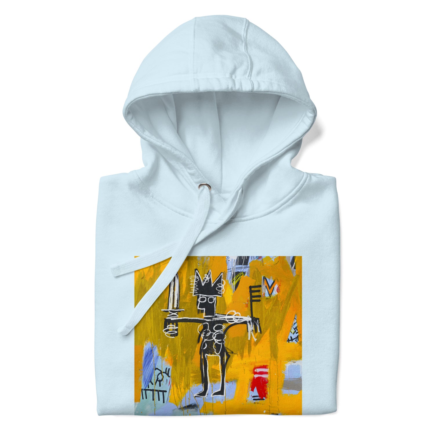 Jean-Michel Basquiat "Julius Caesar on Gold" Artwork Printed Premium Streetwear Sweatshirt Hoodie Ice Blue