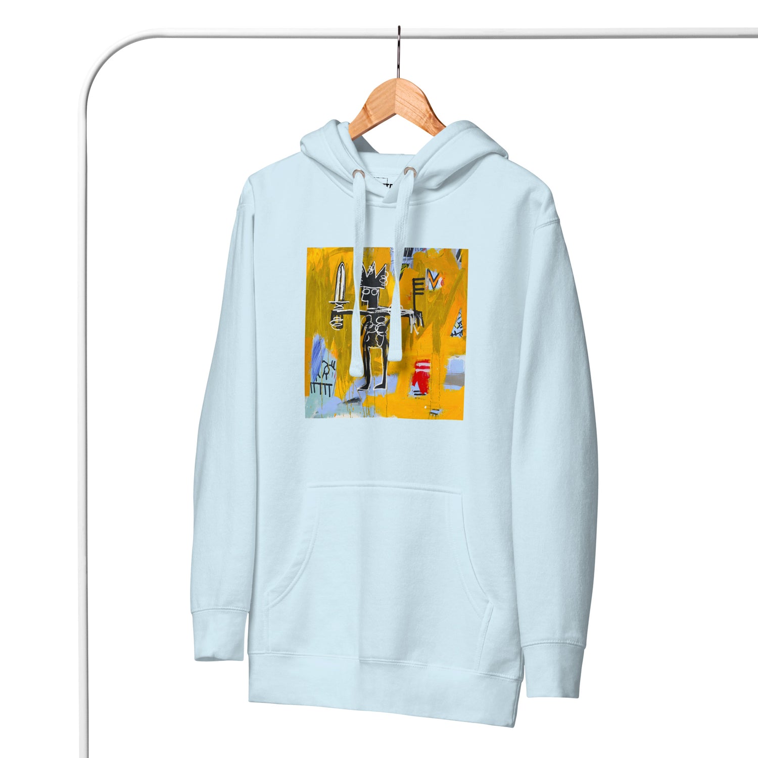 Jean-Michel Basquiat "Julius Caesar on Gold" Artwork Printed Premium Streetwear Sweatshirt Hoodie Ice Blue