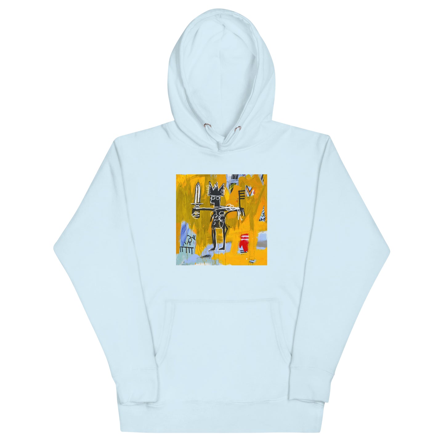 Jean-Michel Basquiat "Julius Caesar on Gold" Artwork Printed Premium Streetwear Sweatshirt Hoodie Ice Blue