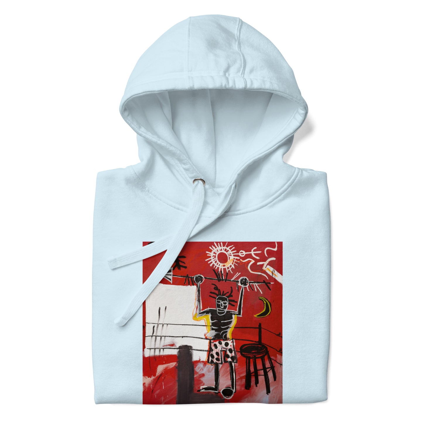 Jean-Michel Basquiat "The Ring" Artwork Printed Premium Streetwear Sweatshirt Hoodie Ice Blue