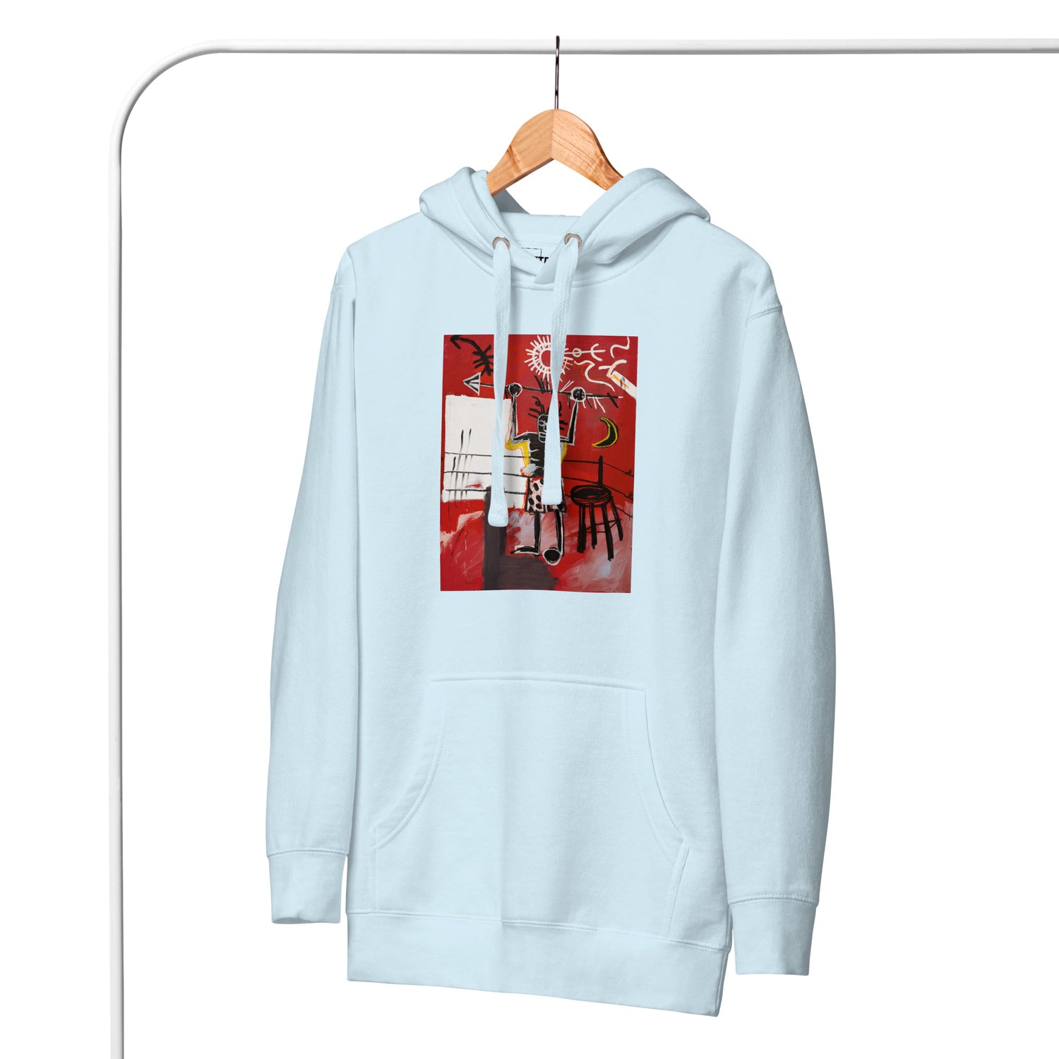 Jean-Michel Basquiat "The Ring" Artwork Printed Premium Streetwear Sweatshirt Hoodie Ice Blue